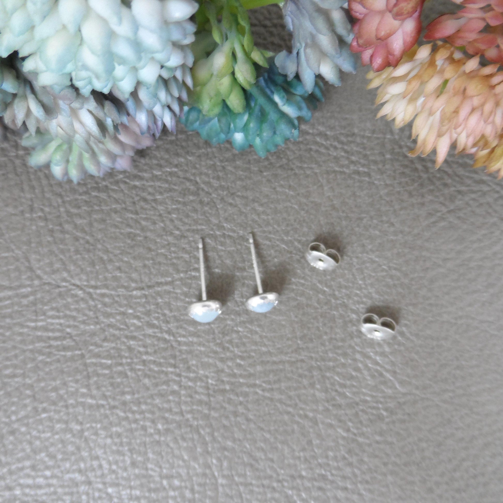 Aquamarine Earrings in Sterling Silver, Aquamarine Earrings, 5mm Earrings, Aquamarine Jewelry, March Birthstone, Gemstone Studs