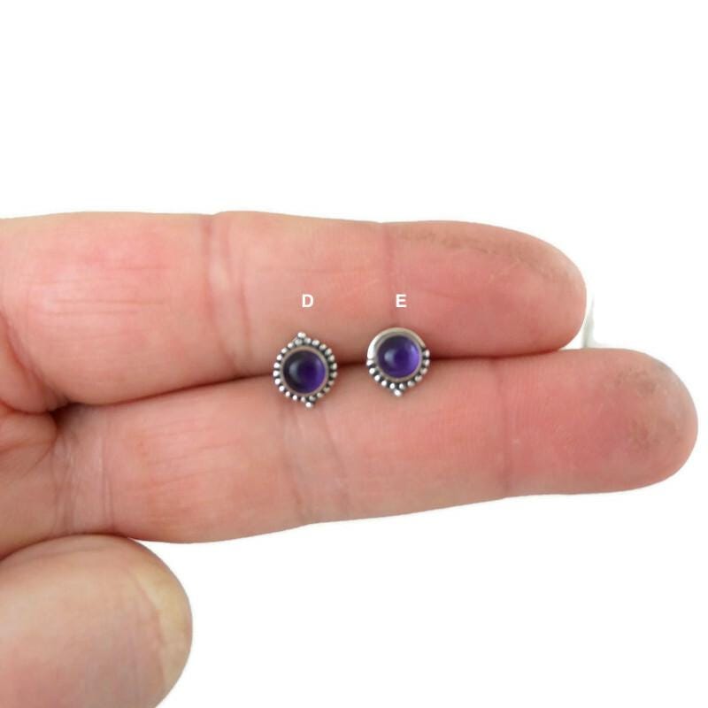 Amethyst Earrings in Sterling Silver,Amethyst Earrings, Amethyst Silver Studs, Amethyst Jewelry,Gemstone Studs,Gift for Her