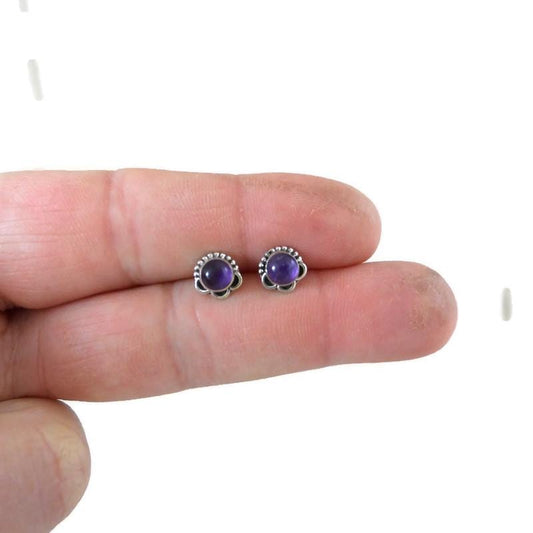 Amethyst Earrings in Sterling Silver,Amethyst Earrings, Amethyst Silver Studs, Amethyst Jewelry,Gemstone Studs,Gift for Her
