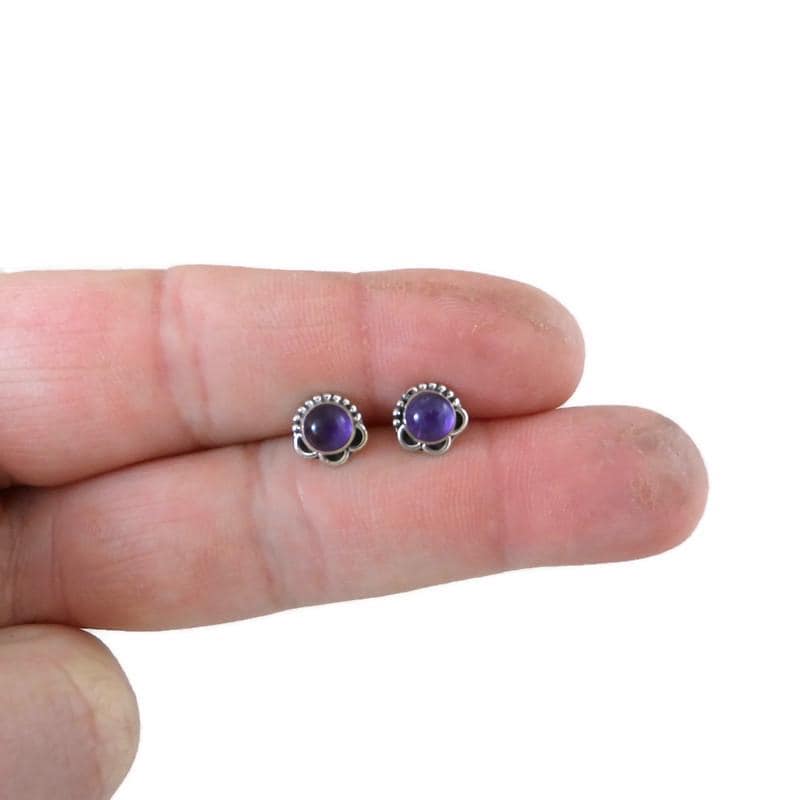 Amethyst Earrings in Sterling Silver,Amethyst Earrings, Amethyst Silver Studs, Amethyst Jewelry,Gemstone Studs,Gift for Her