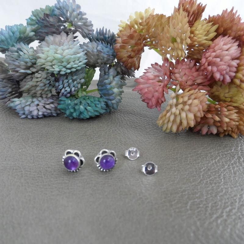 Amethyst Earrings in Sterling Silver,Amethyst Earrings, Amethyst Silver Studs, Amethyst Jewelry,Gemstone Studs,Gift for Her