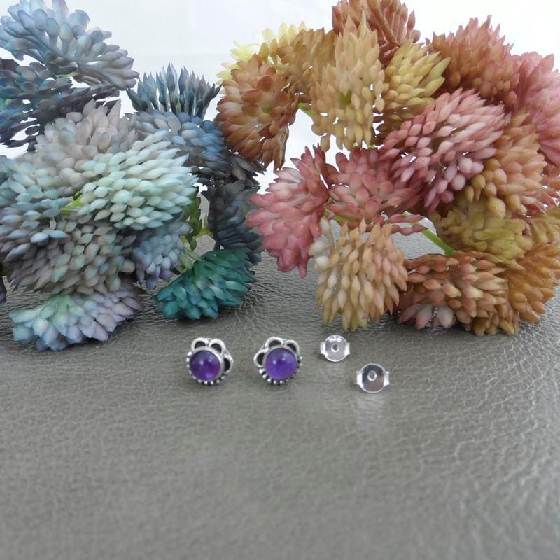 Amethyst Earrings in Sterling Silver,Amethyst Earrings, Amethyst Silver Studs, Amethyst Jewelry,Gemstone Studs,Gift for Her