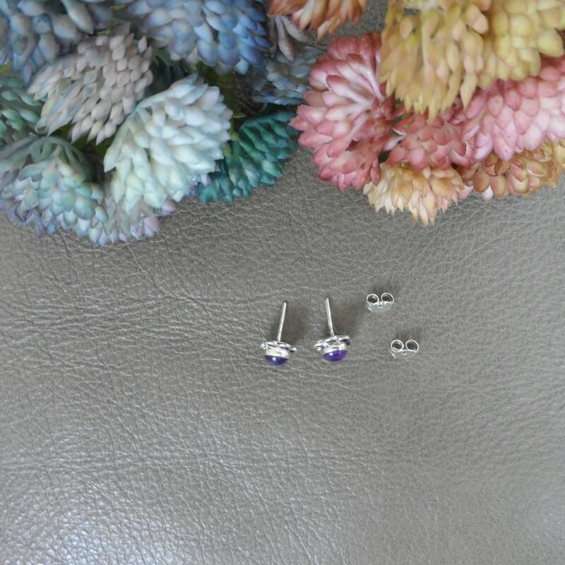 Amethyst Earrings in Sterling Silver,Amethyst Earrings, Amethyst Silver Studs, Amethyst Jewelry,Gemstone Studs,Gift for Her