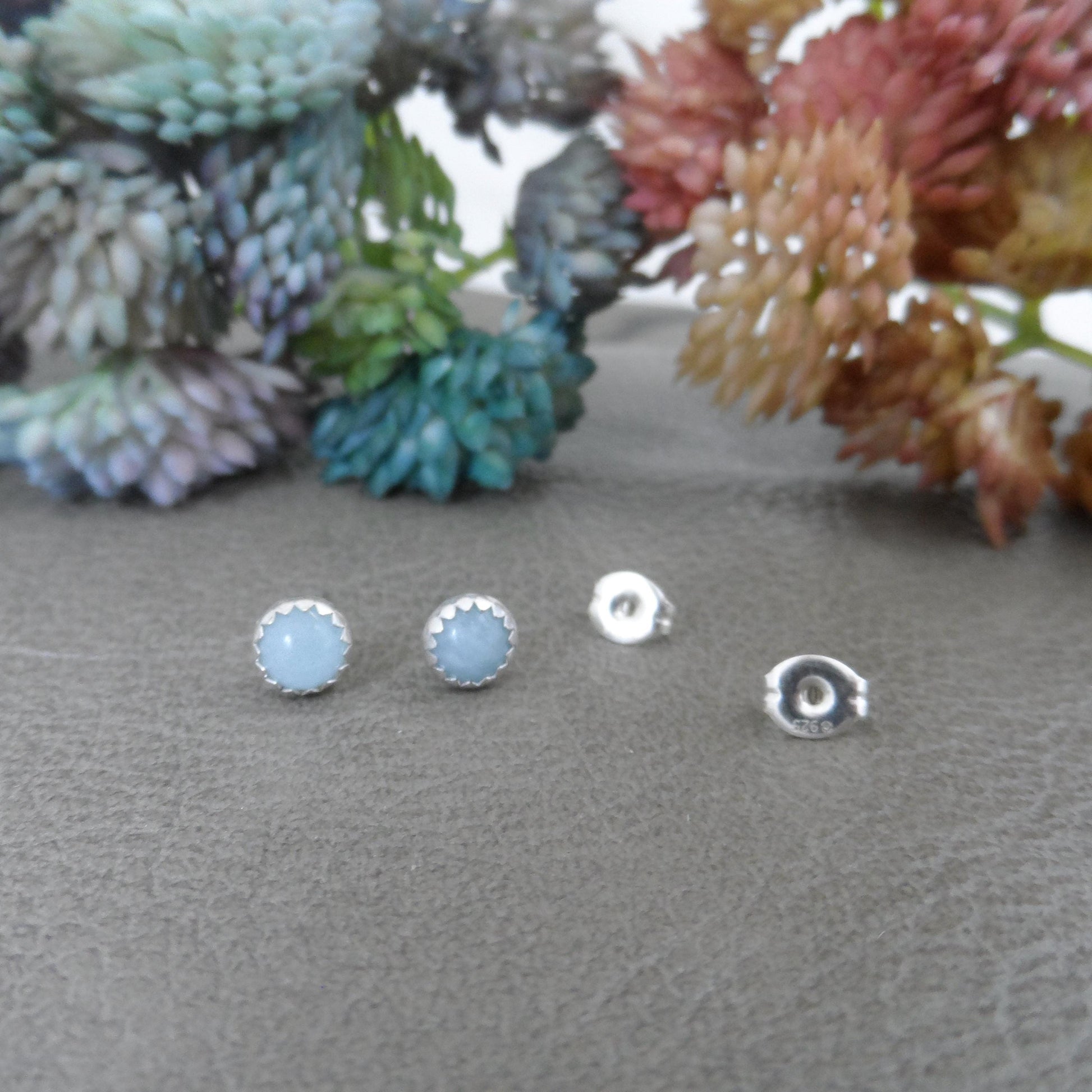 Aquamarine Earrings in Sterling Silver, Aquamarine Earrings, 5mm Earrings, Aquamarine Jewelry, March Birthstone, Gemstone Studs
