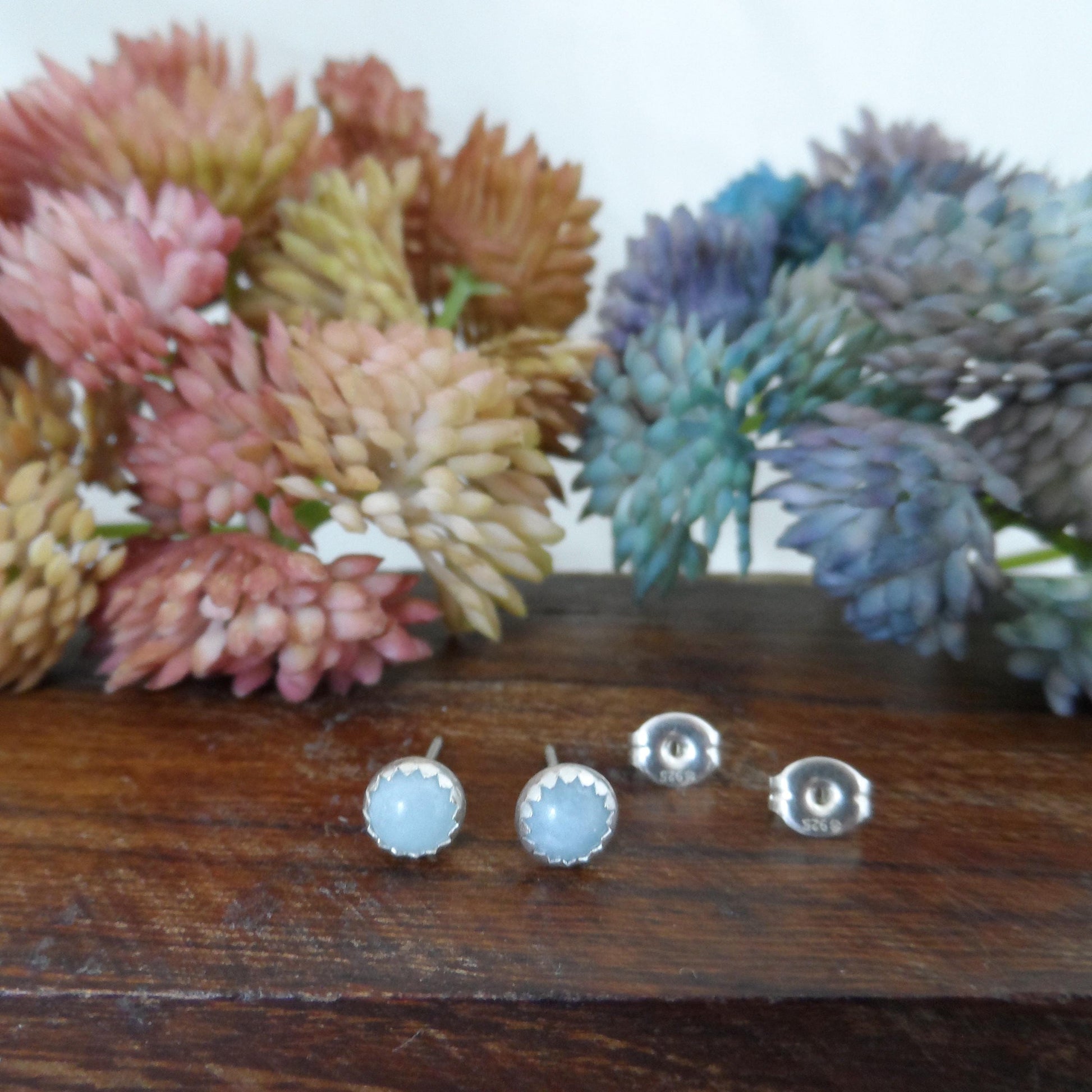 Aquamarine Earrings in Sterling Silver, Aquamarine Earrings, 5mm Earrings, Aquamarine Jewelry, March Birthstone, Gemstone Studs