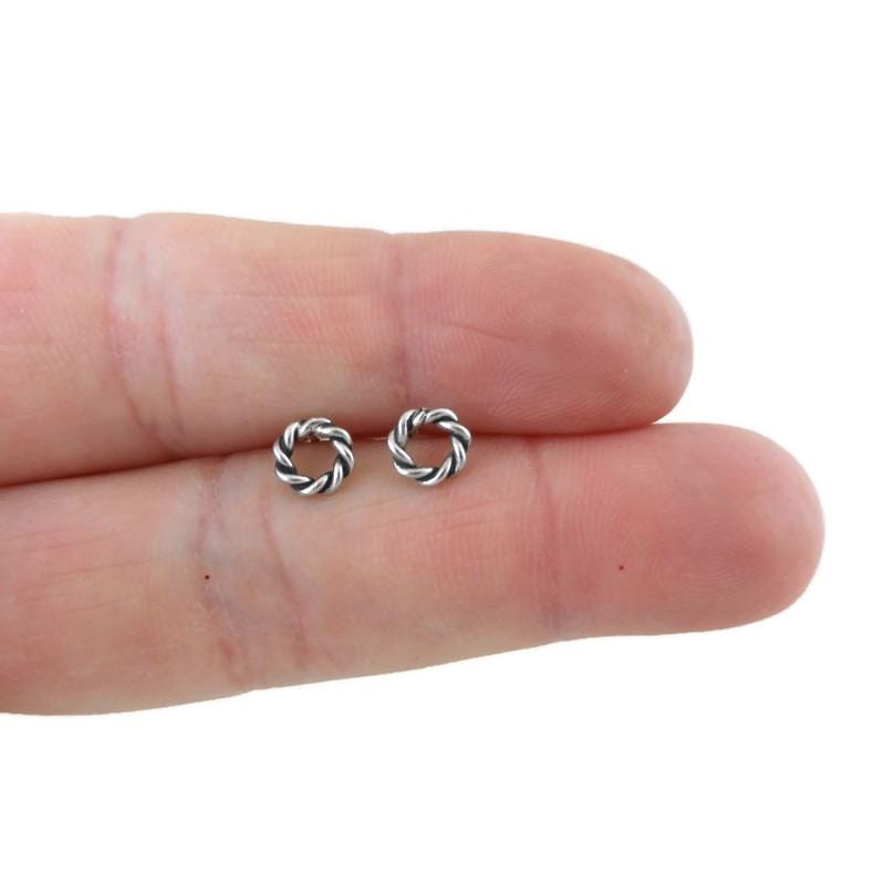 Tiny Circle Earrings in Sterling Silver, Open Circle Earrings, Cartilage Studs, Minimalist Earrings, Tiny Silver Studs, Dainty Earrings