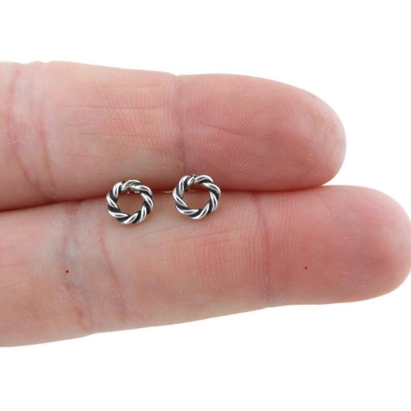 Tiny Circle Earrings in Sterling Silver, Open Circle Earrings, Cartilage Studs, Minimalist Earrings, Tiny Silver Studs, Dainty Earrings